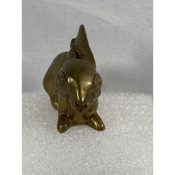 Brass Rabbit Bunny Hare Figurine Resting Paperweight Cottage Whimsy Farm Easter - Picture 2 of 9